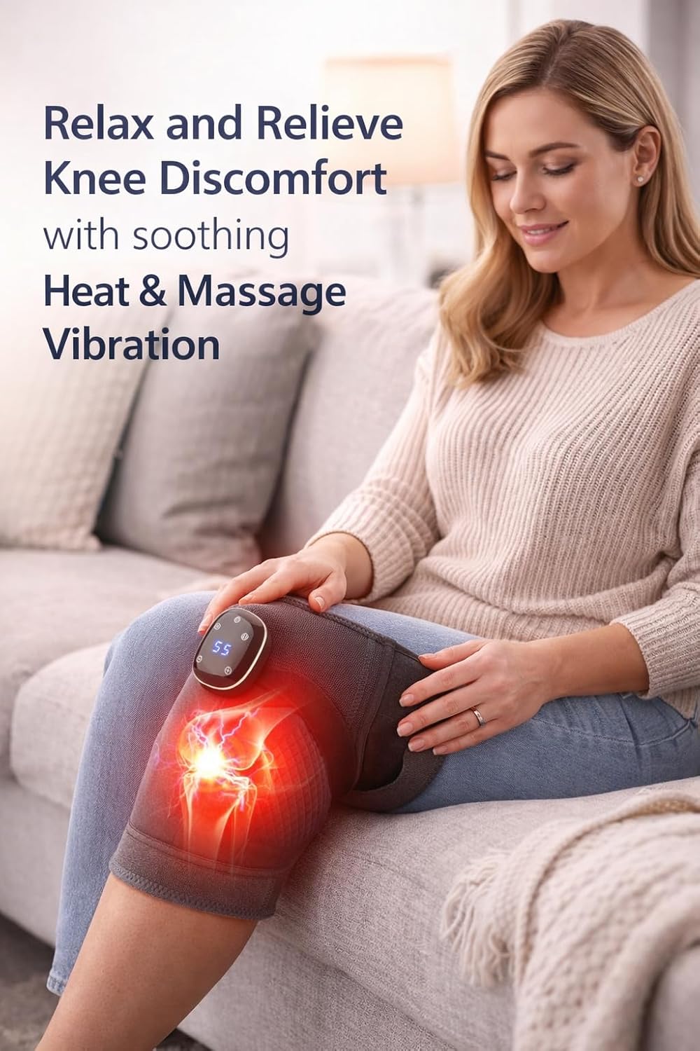 Paradise Bliss Knee Massager – Adjustable Vibration + Heat & Compression Therapy for Knee Pain Relief, Improved Circulation & Recovery – Rechargeable, Portable Support Wrap Pair (Set of 2)