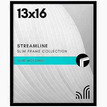 Americanflat 13x16 Picture Frame with Polished Plexiglass - Streamline Collection - Thin Border Picture Frame for Wall Display - Hanging Hardware Included - Black