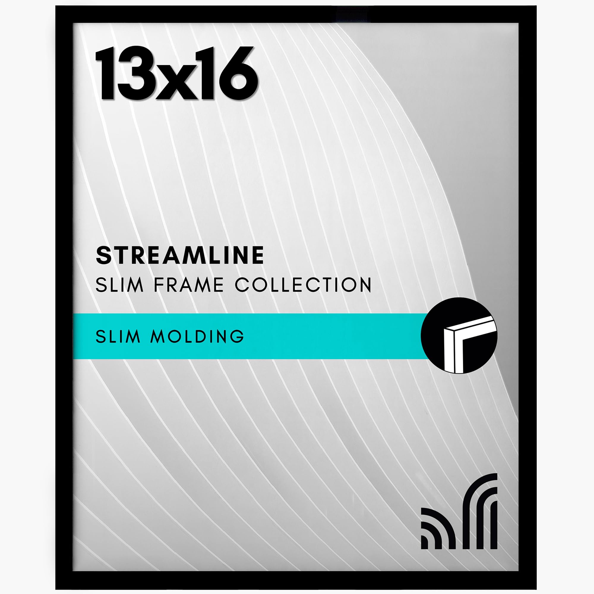 Americanflat 13x16 Picture Frame with Polished Plexiglass - Streamline Collection - Thin Border Picture Frame for Wall Display - Hanging Hardware Included - Black