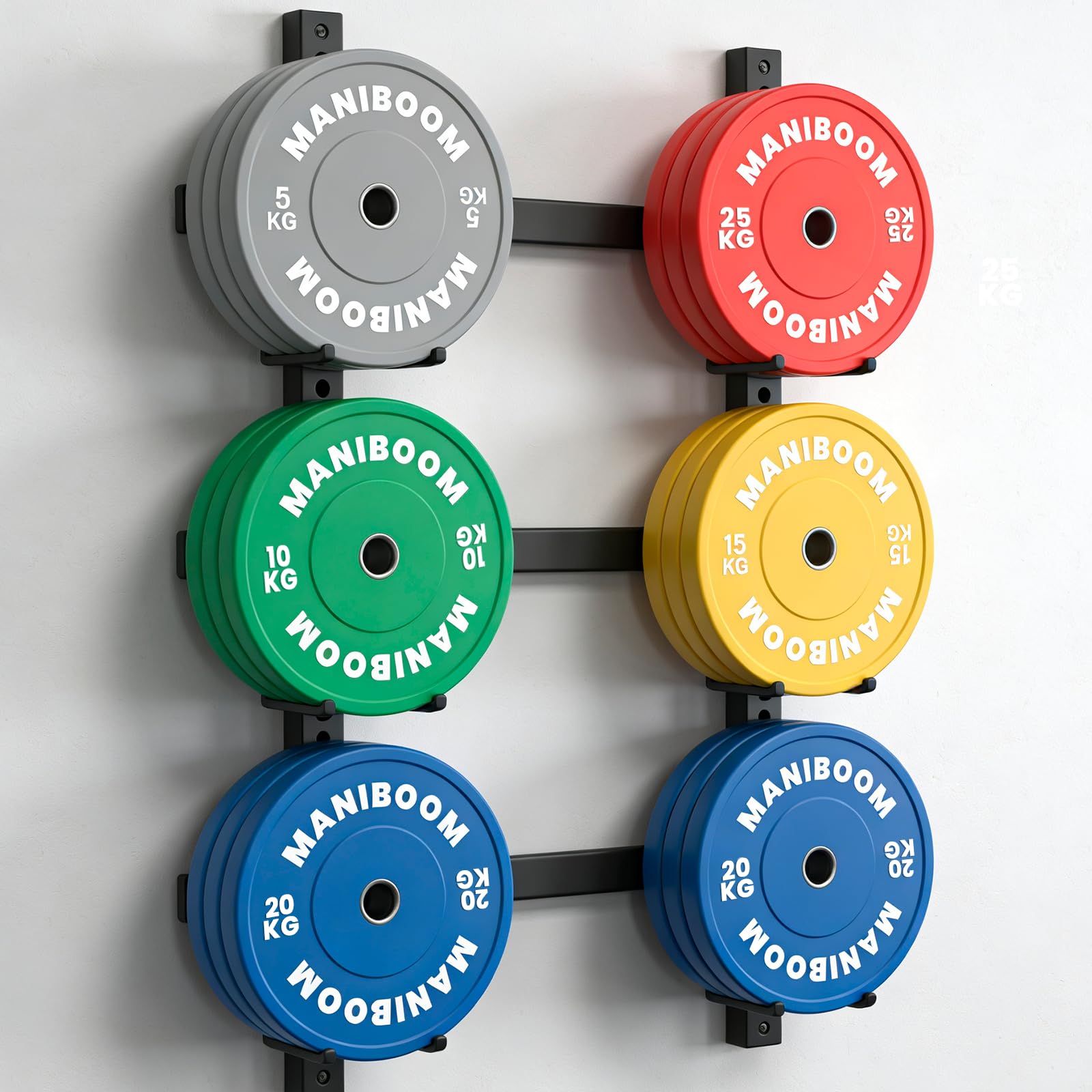 Discos Pesas Olimpicos Bumper 5kg, 10kg, 20kg, 25kg – Placas de Caucho Alta Densidad (85 Shore A) para Barra Olímpica 50mm – Equipo de Gimnasio en Casa, Cross Training y Halterofilia