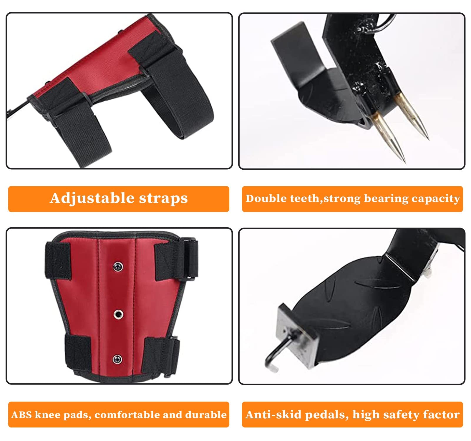 Kit D'escalade D'arbre – Crampons Réglables 2 Dents, Ceinture De Sécurité, Gants, Charge 150kg, Acier Q235