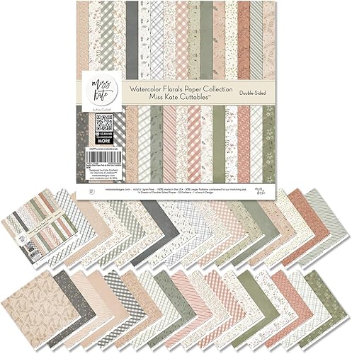 Paquete de papel de patrón – Acuarela Florales – Papel de álbum de recortes de 12 x 12 pulgadas, 12 x 12 pulgadas, diseño floral de álbumes de