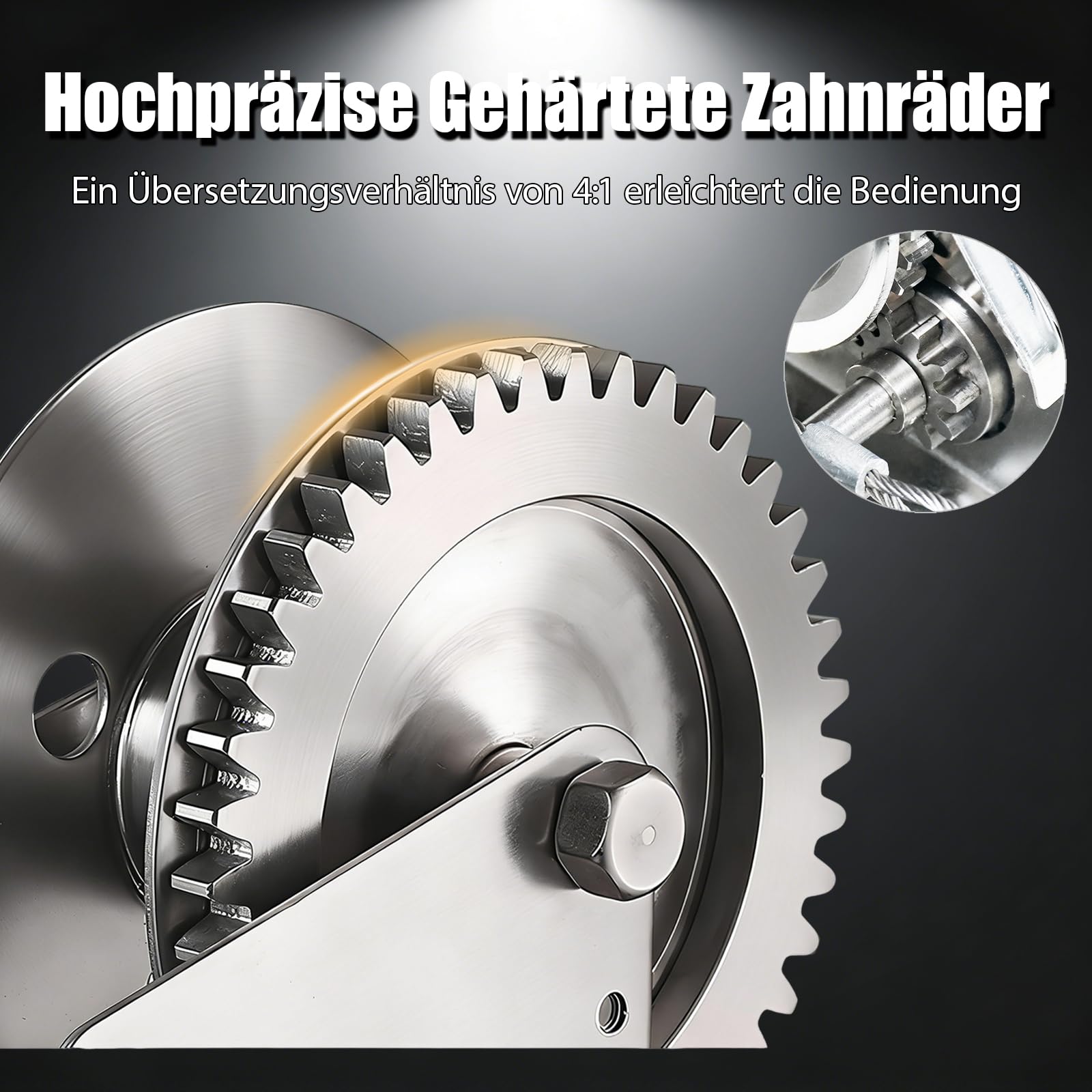 Handseilwinde Klein 1200lbs mit Bremse – Manuelle Seilwinde 10m | Edelstahl Handwinde Seilzug mit Ratsche, Winde Hand Kurbel für Anhänger, Boot, Forst – Robuste Bauweise, Einfache Wandmontage