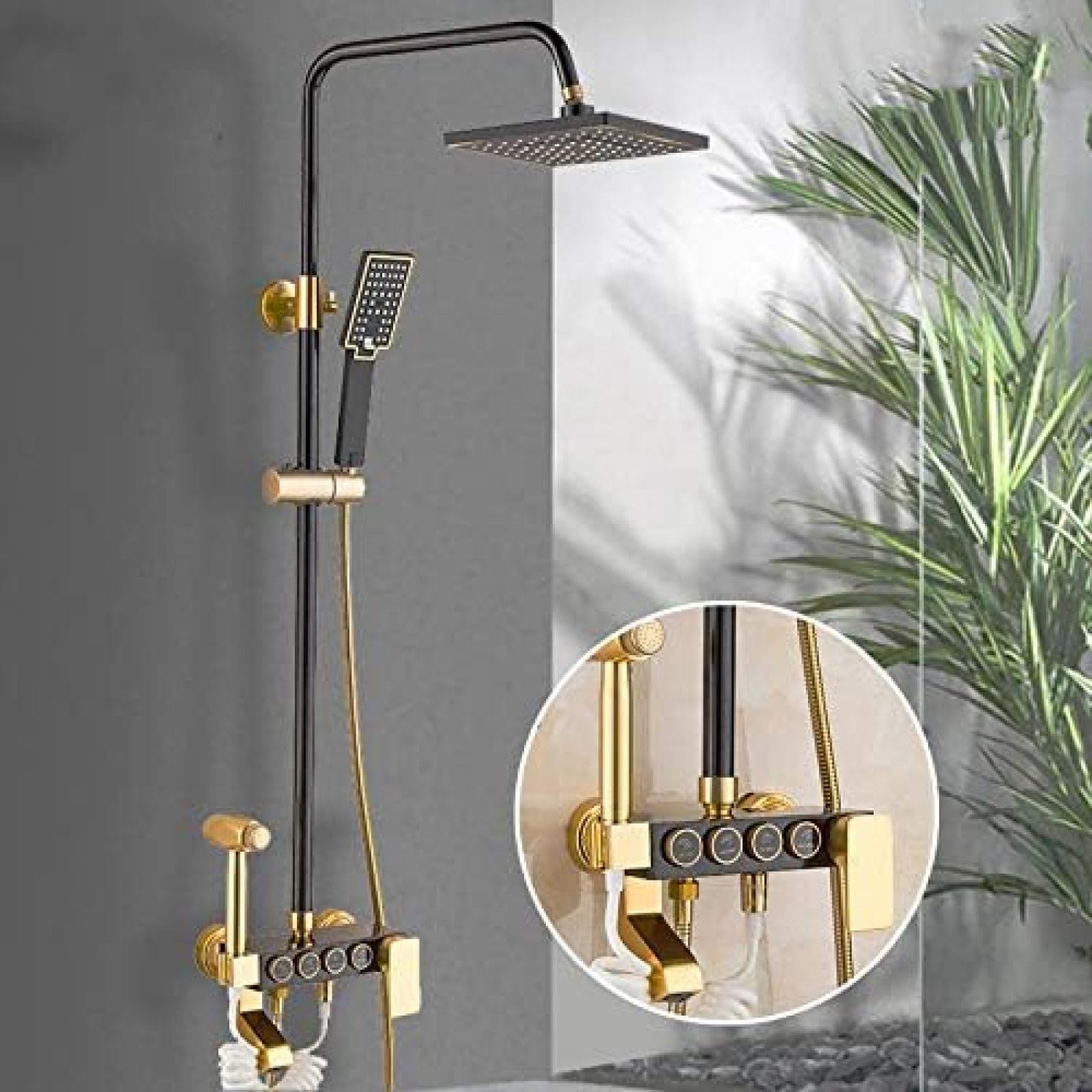 Tête de douche numérique 16 pouces et mitigeur noir ensemble pluie pour salle de bain