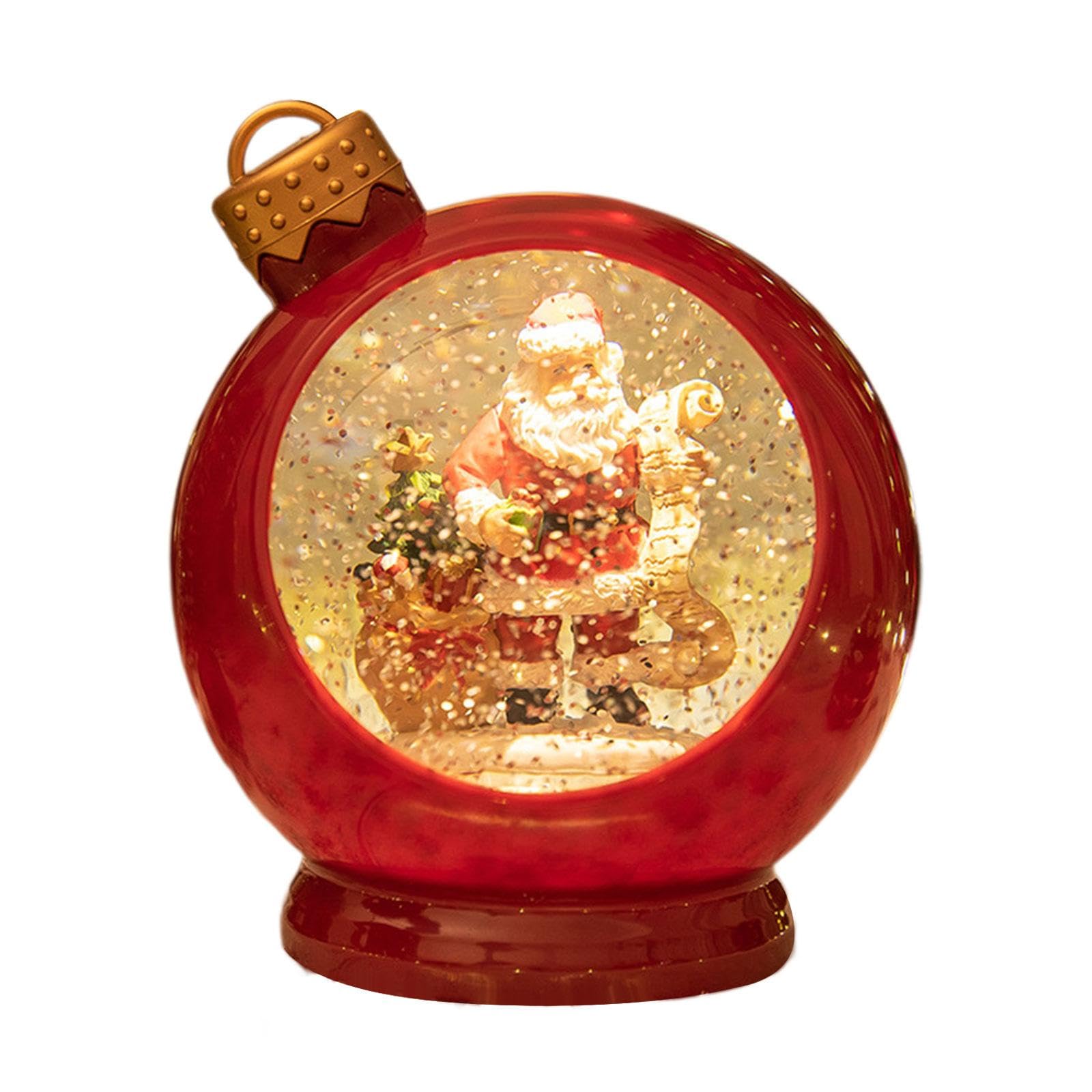 Esfera de Nieve Navideña Decorativa Bola de Navidad Musical Linterna Decorativa Navideña Lámpara de Escritorio Material PVC Adecuada para Regalo, Rojo