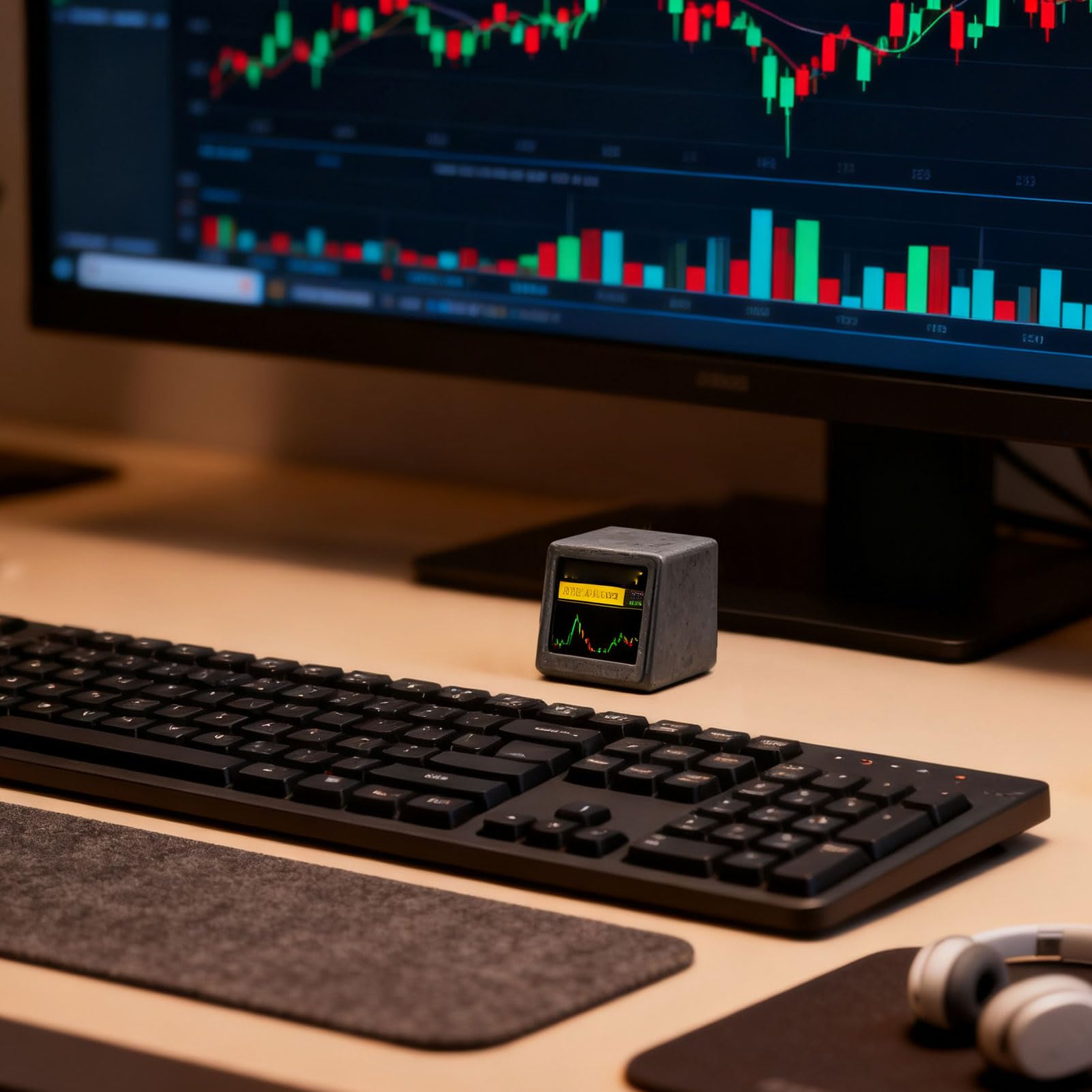Afficheur de Prix Crypto et Bourse WiFi, Ticker Bitcoin Compact en Temps Réel avec Écran Tactile, Horloge, Météo et Animations GIF pour Bureau et Table de Chevet