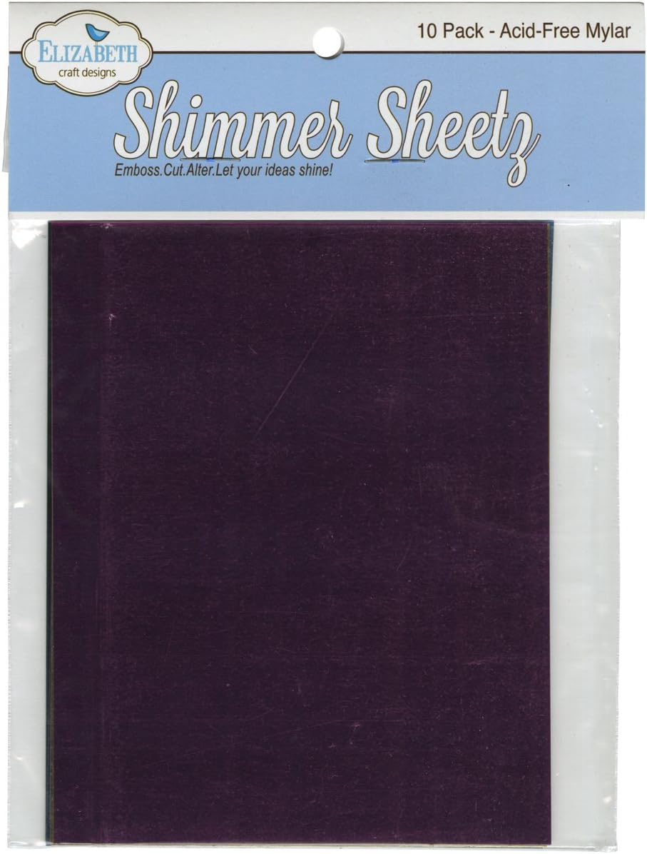 Elizabeth Craft Designs Metallic Mylar Shimmer Sheetz Sampler, 5 by 4-Inch, Multicolor, 10-Pack