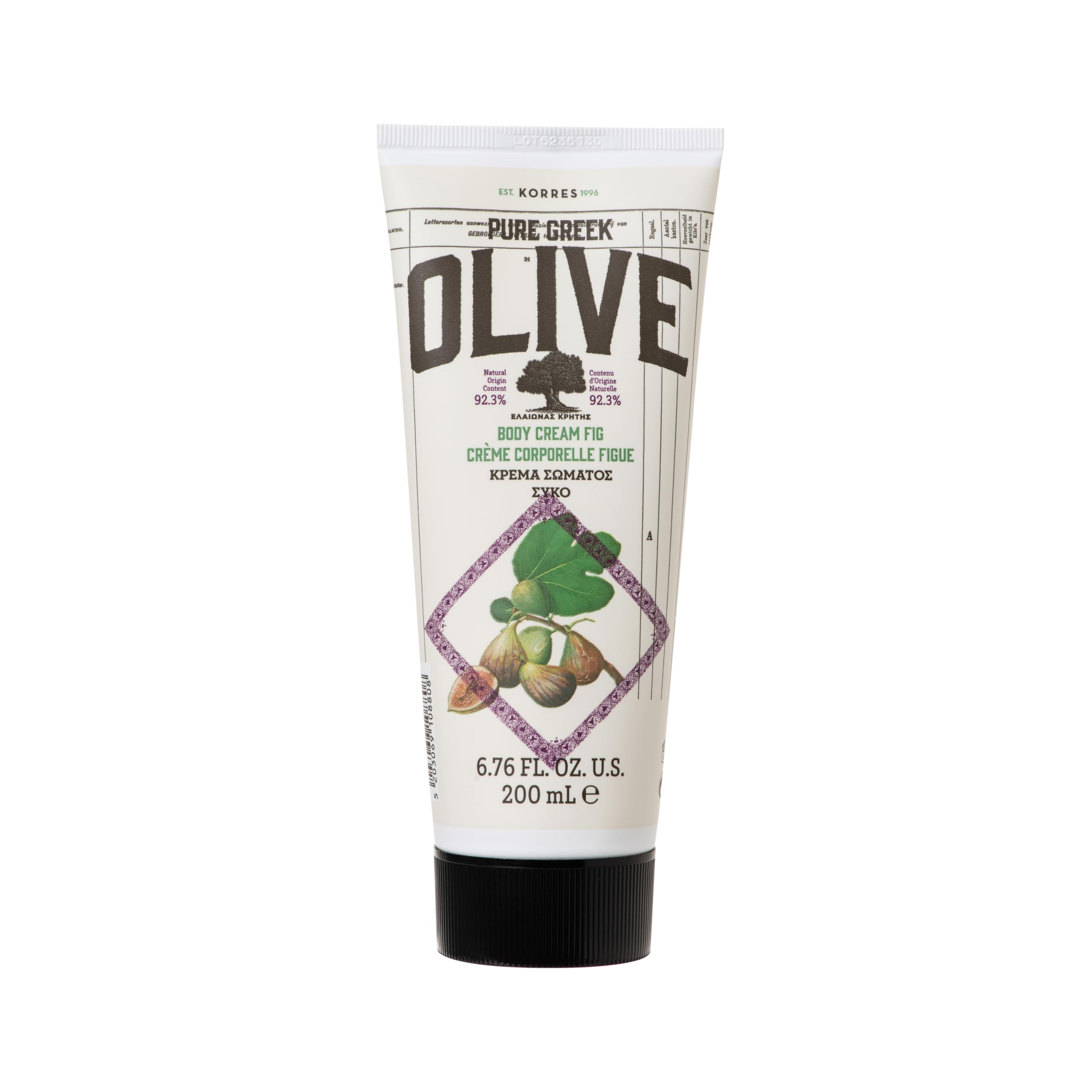 Korres Olive Fig Moisturising Body Milk For Smooth Skin With Extra Virgin Olive Oil, Vegan, 200 Ml, 223.0 G