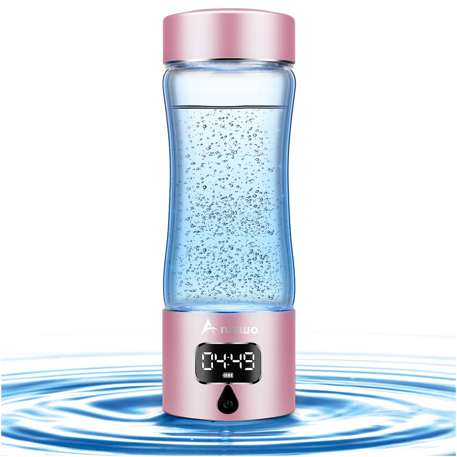 Hydrogen Water Bottle Generator with SPE/PEM Technology, Anlewo Portable H2 Water Ionizer Machine,5000PPB,6 Hours Hydrogen Retention for Family