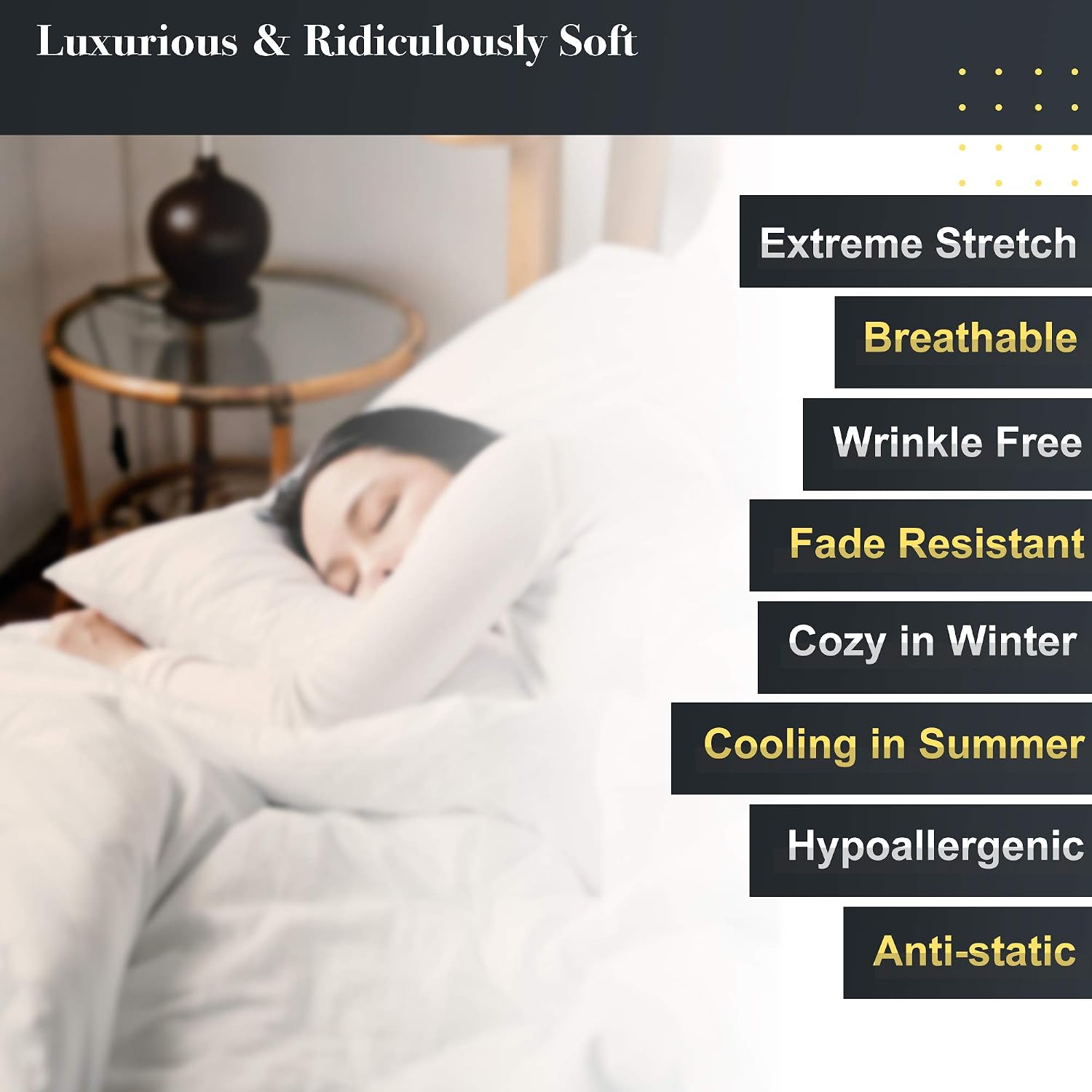 N&Y HOME Stretch Sheets Set Twin Size - Microfiber Jersey Knit & T-Shirt Like Extra Soft, 4 Way Stretchy Bed Sheets to Fit Most Mattress, Wrinkle Resistant - 3 Piece Sets, Black, Twin/Twin XL
