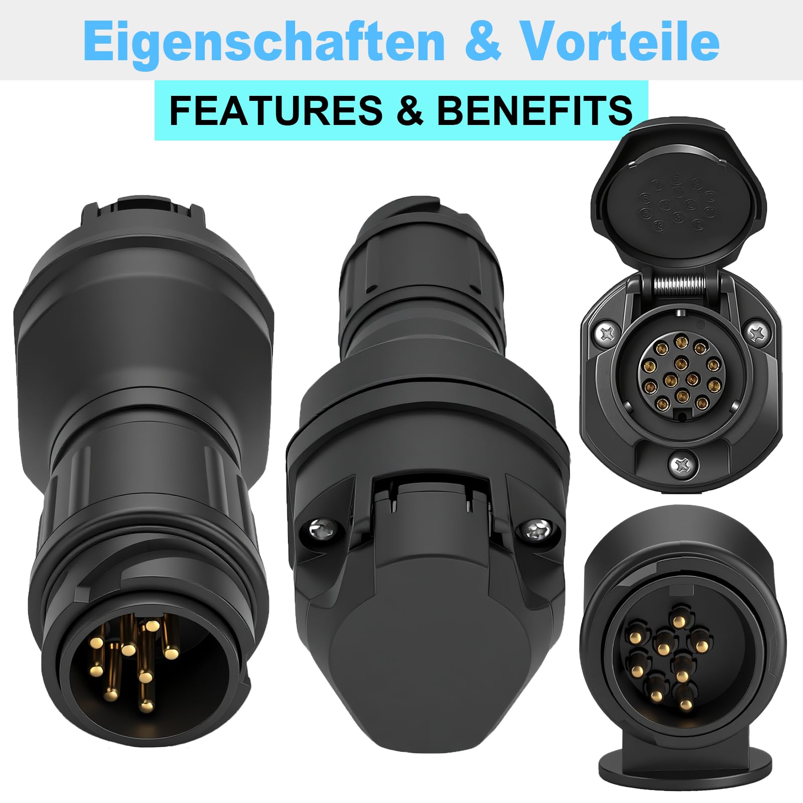 Canbus LED Adapter 13 polig auf 13 Polig Anhänger Adapter 12V Steckdose 13polig - Stecker 13polig mit LED-Beleuchtung für PKW