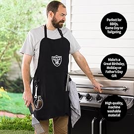 Team Sports America NFL Las Vegas Raiders Ultimate Grilling Apron with Adjustable Straps | Bottle Opener and Insulated Beverage Holder | Machine Washable |