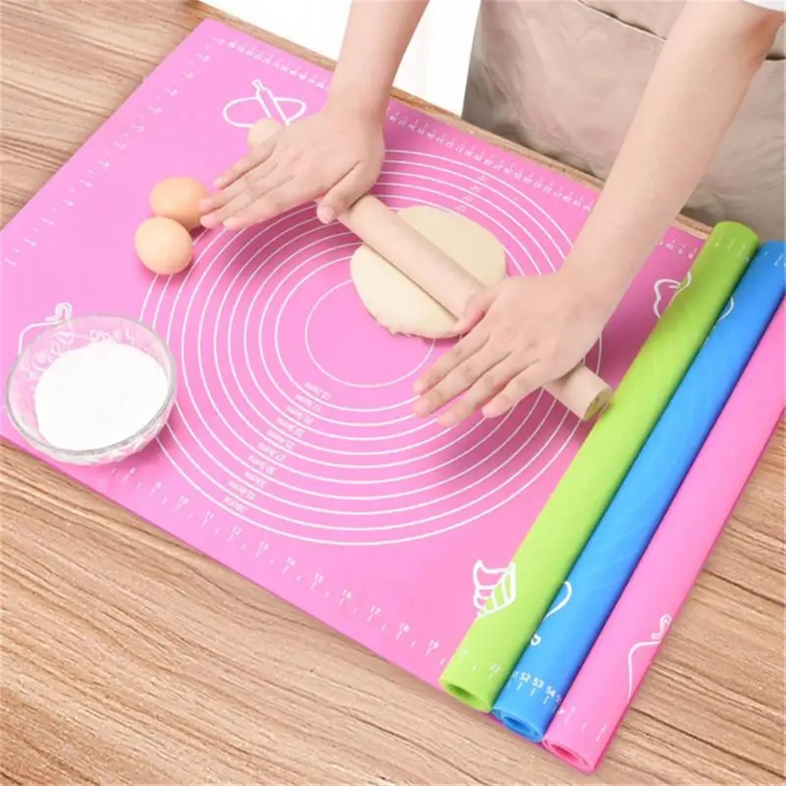 Knetmatte Große Antihaft-Rollbackmatten for die Küche, Teigknetmatte, Backmatte, Blattzubehör, Teigknetmatte, Teigpads, Werkzeuge für Gebäck Pizza Matte(06,64x45)