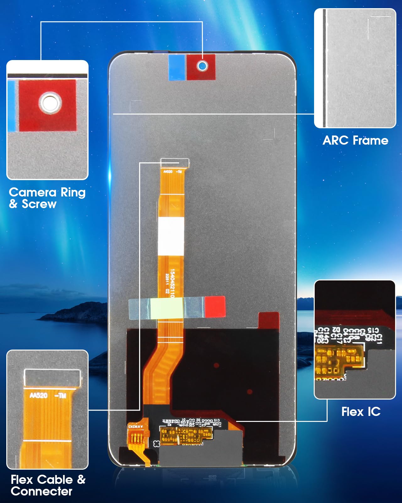 ARSSLY LCD Display per Oppo Realme C55 RMX3710 LCD Schermo per Realme C55 Digitazer Touch Screen Ricambio Assembly con Strumenti, 6,72"