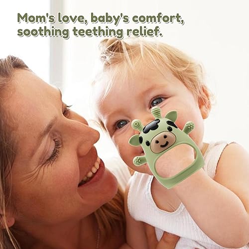 Miniatura 8 de Paquete de 2 juguetes de dentición para bebés de 0 a 6 a 12 meses, guantes de dentición de muñeca ajustables, silicona de grado alimenticio, sin