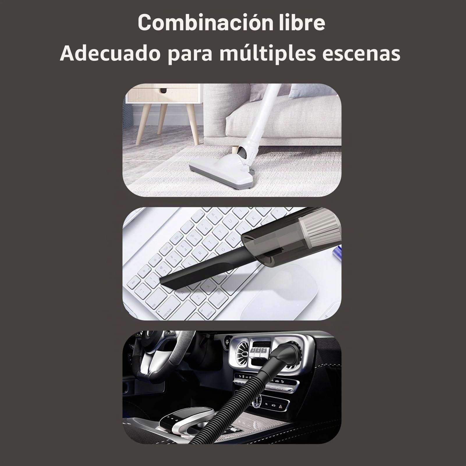 Aspirador sin Cable, 4 en 1 Aspirador sin Cable Ligero para el hogar con Potente succión, 30 Minutos de autonomía Aspirador de Mano para Suelos de Madera, alfombras, Coche, sofá