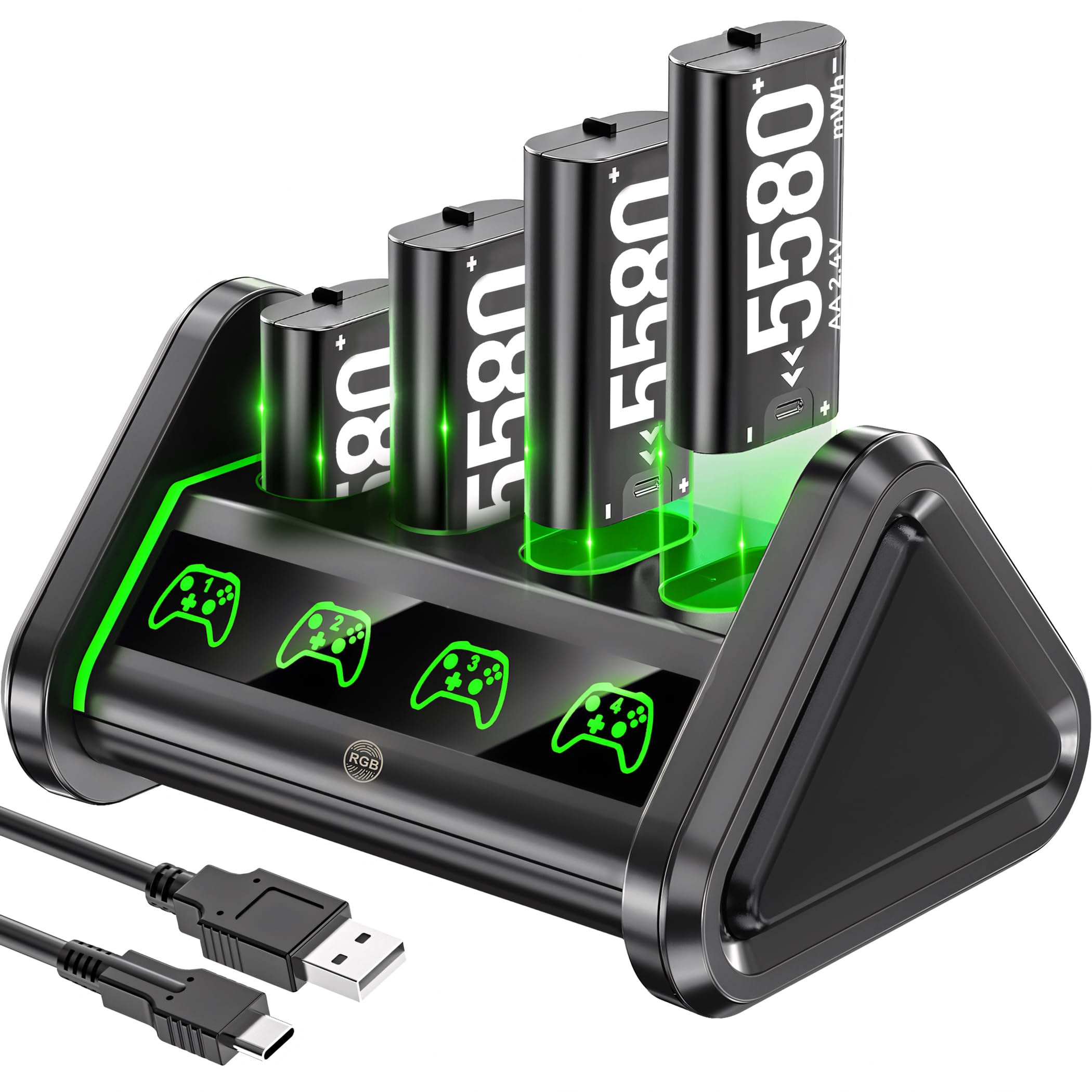 OIVO Baterías para Xbox One/Series X|S/Elite, 4x5580mWh Bateria Mando Xbox, Baterías Recargables para Mandos Xbox, Accesorios para Xbox One/Series X|S