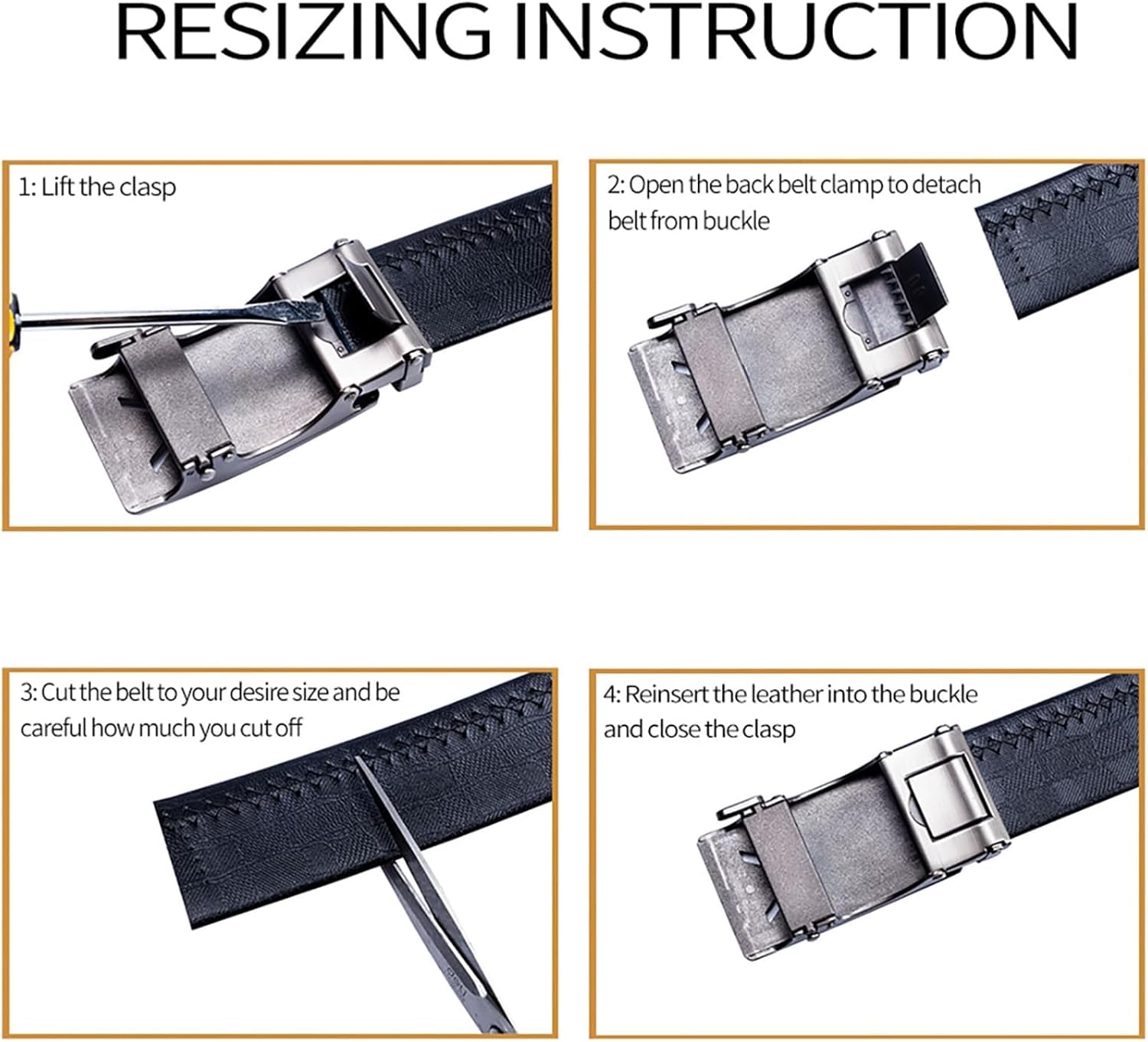 Barry.Wang Designer Mens Belts Leather Ratchet 1 3/8" Adjustable Sliding Buckle Dress Belt Automatic Strap Golf Business - Image 8