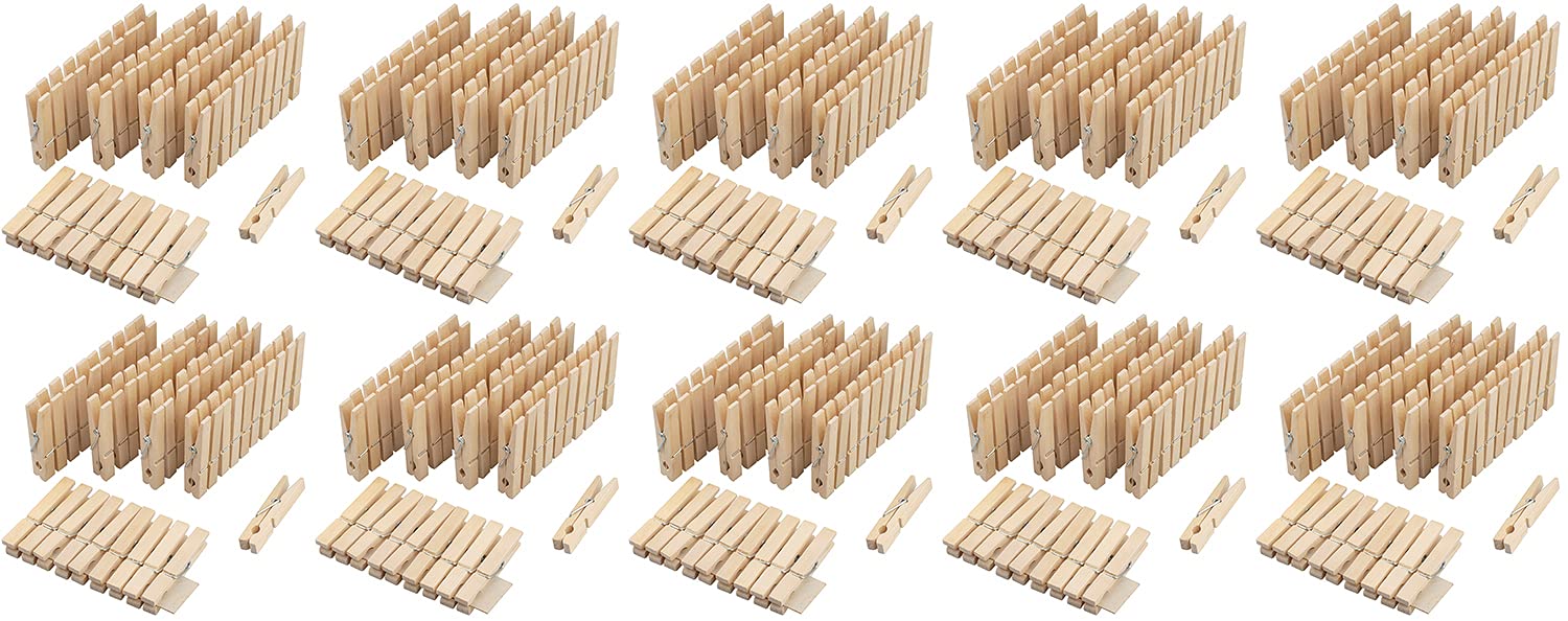 Com-four® Mollette XL in Legno di Betulla - Sostenibili e Non Trattate per Stendere Il Bucato - 80 Pezzi, Circa 9 cm