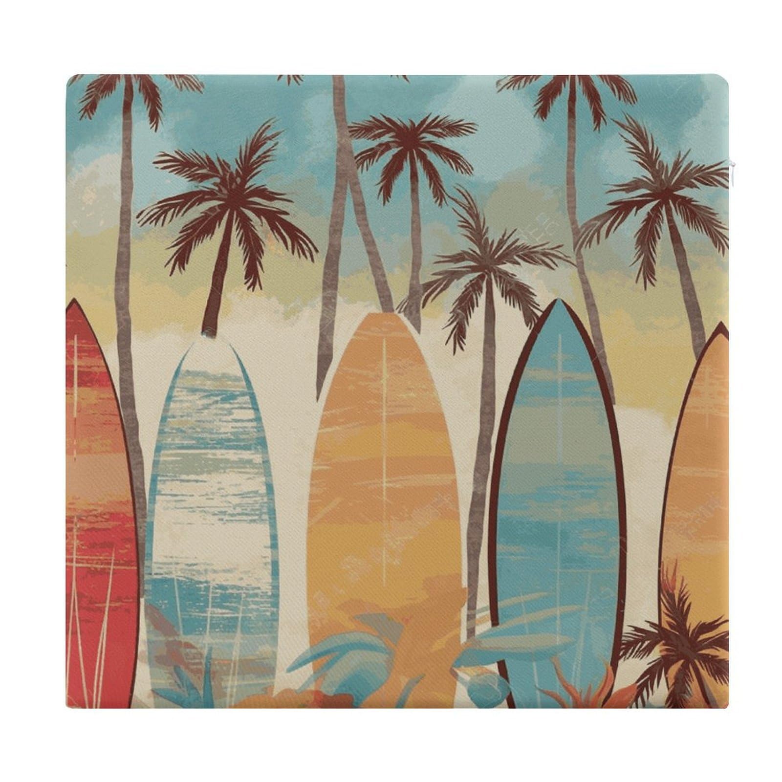 VstaDank Surfboard Palm Tree Chair Cushion for Dining Chairs Breathable Square Chair Pads Non-Slip Seat Cushions Memory Foam Pad Floor Pillow for Meditation Or Yoga 13.8”x15”