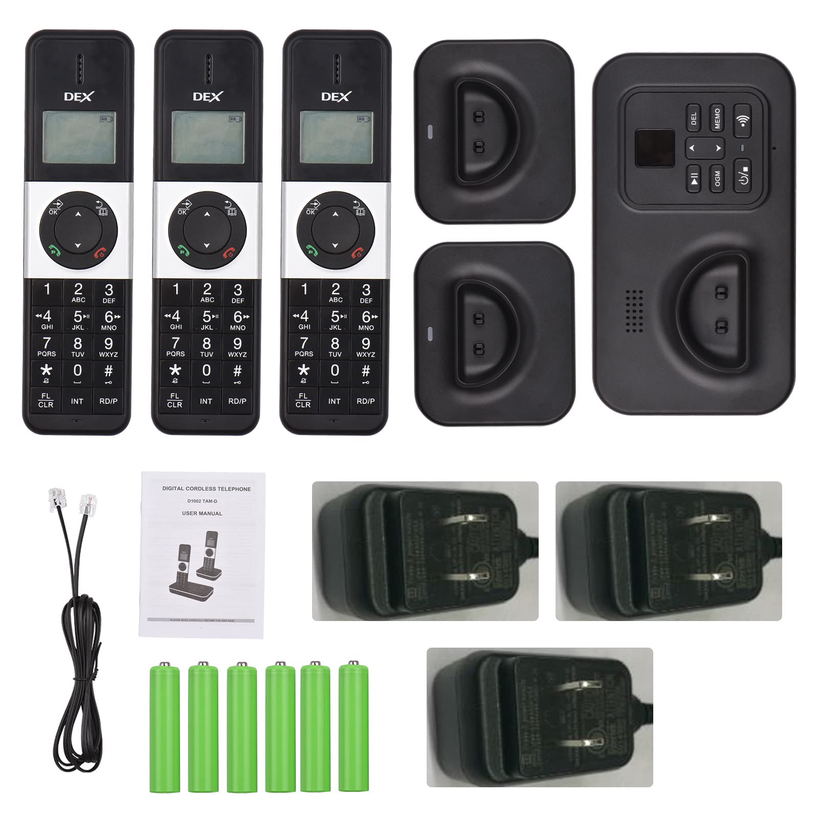 Bisofice 3 Schnurlose DECT-Telefone Schnurlostelefon mit Anrufbeantworter 3er Set, Telefon Schnurlos mit Brillante Audioqualität, Anrufer-ID/Anklopfen, Lautstärke einstellbar, Anrufsperre