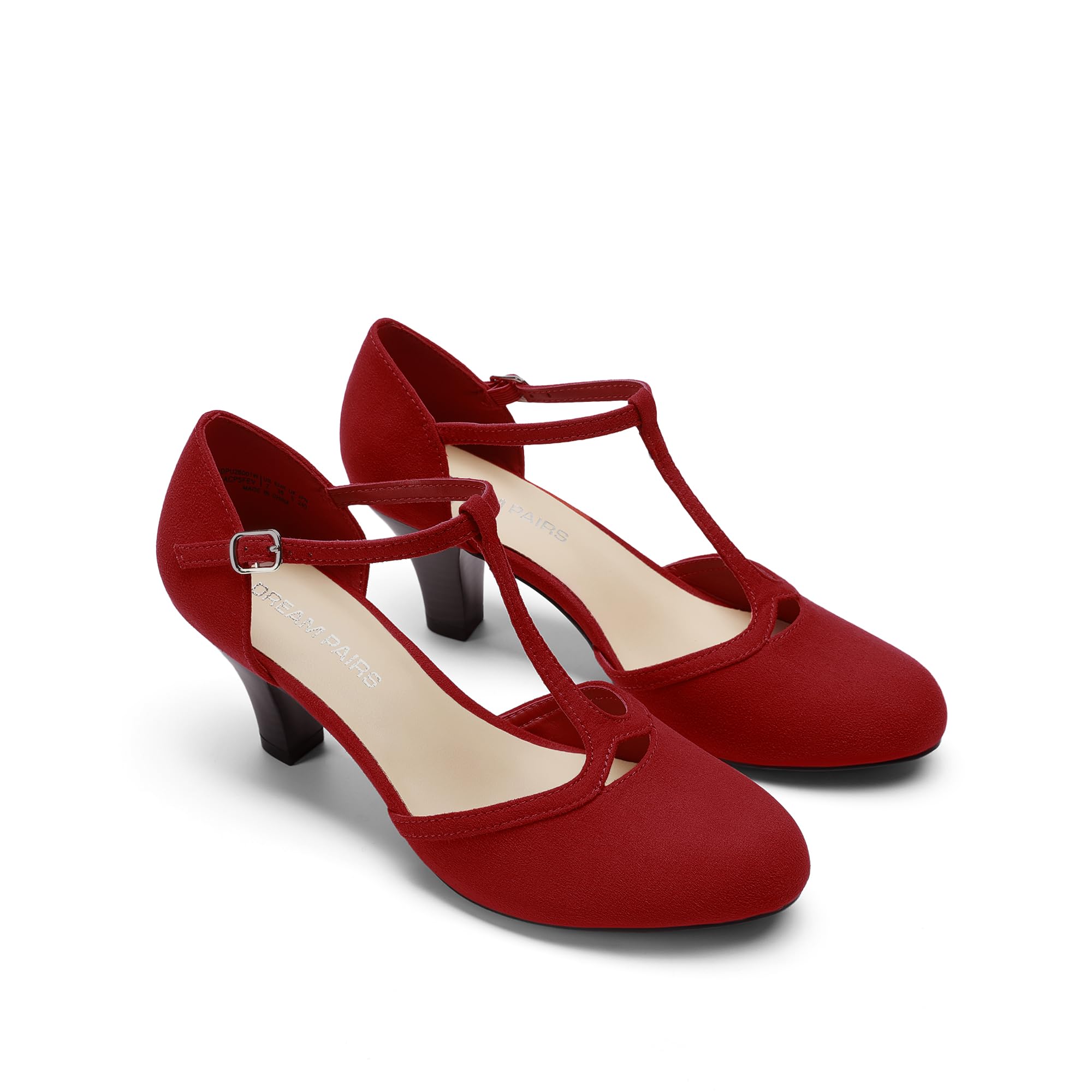 DREAM PAIRS Escarpins Femme Petit Talon à Lanière T, Chaussures Rétro Élégantes et Confortables pour Soirée, Mariage et Occasions Formelles