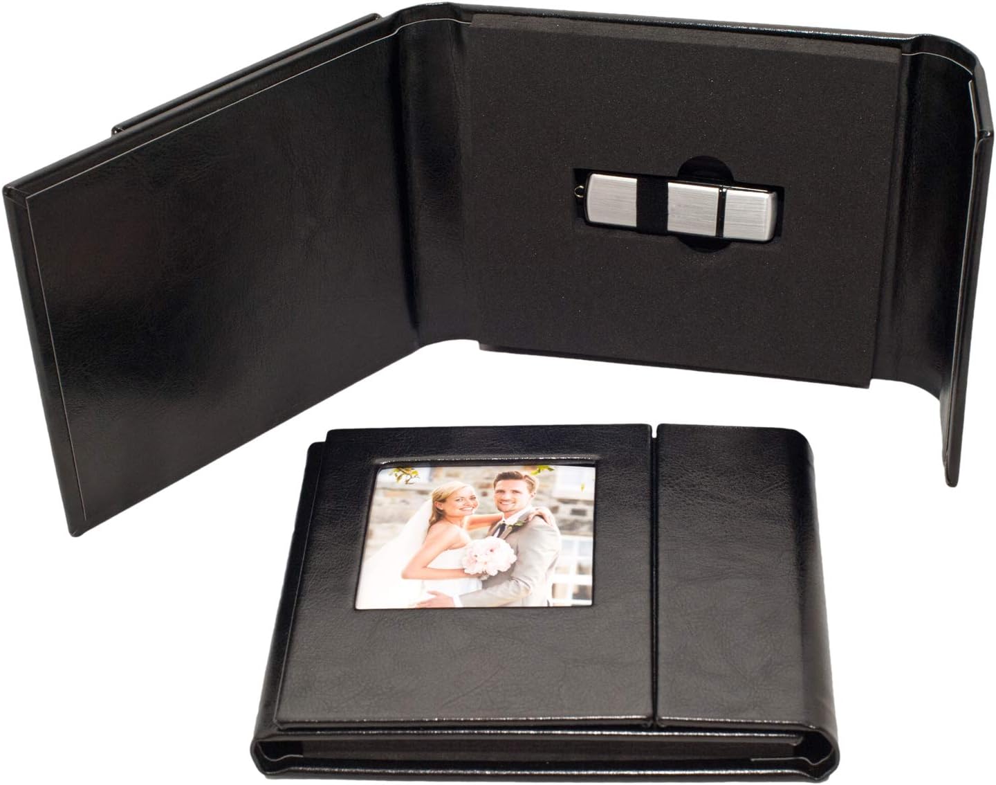 Wedding USB Case with one opening for picture. Black