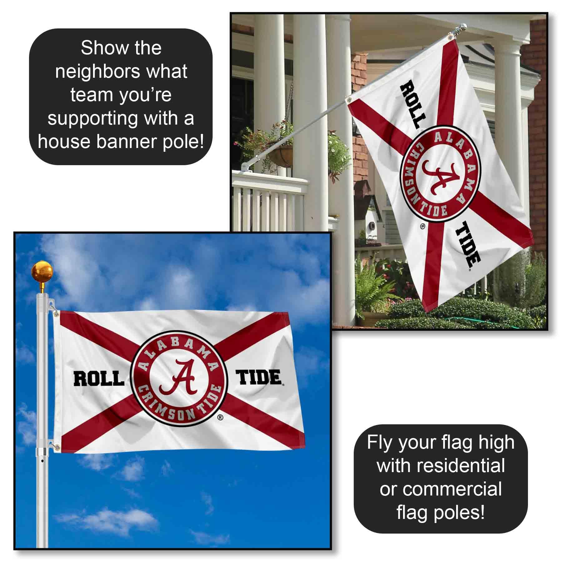 Alabama Crimson Tide State of Alabama Roll Tide Large Outdoor Banner Flag