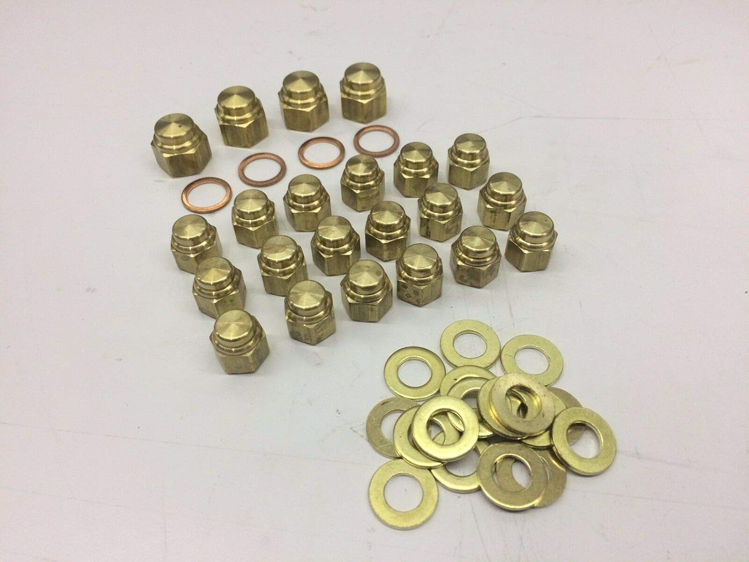 Harley Shovelhead rocker box valve cover brass flat top cap nuts chopper bobber