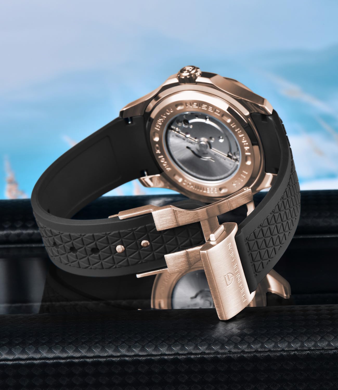 Pagani Design Automatik Herrenuhr Miyota 8215 Mechanisches Uhrwerk 41mm Edelstahl Analog Armbanduhren für Herren, Synthetisches Saphirglas Zifferblatt, 100M Wasserdicht, Kautschukband, Datumautomatik