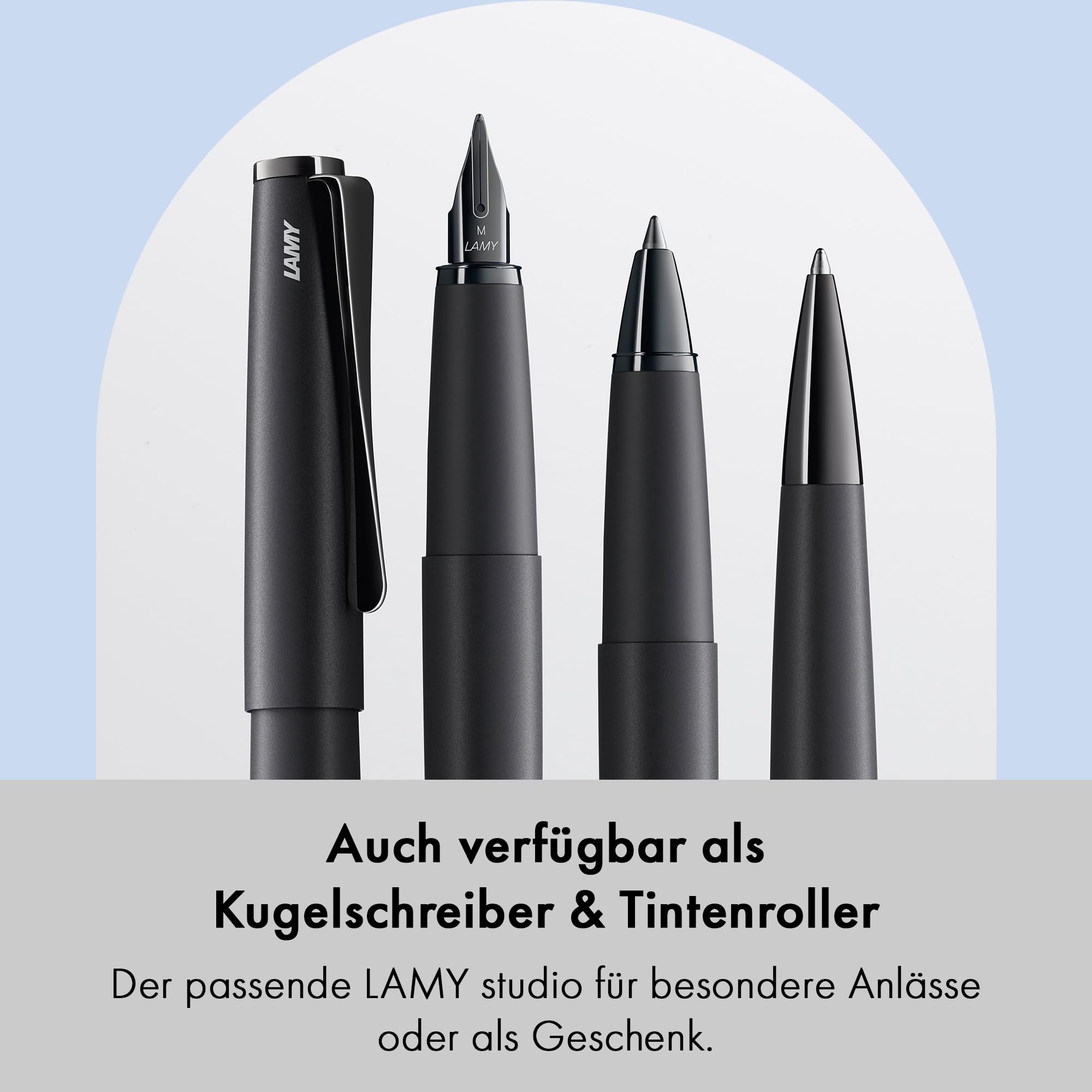 LAMY studio Füllhalter 066 - Füller aus rostfreiem Edelstahl, in schwarzem Softlack-Finish mit einem außergewöhnlichen propellerförmigen Clip – Federstärke M