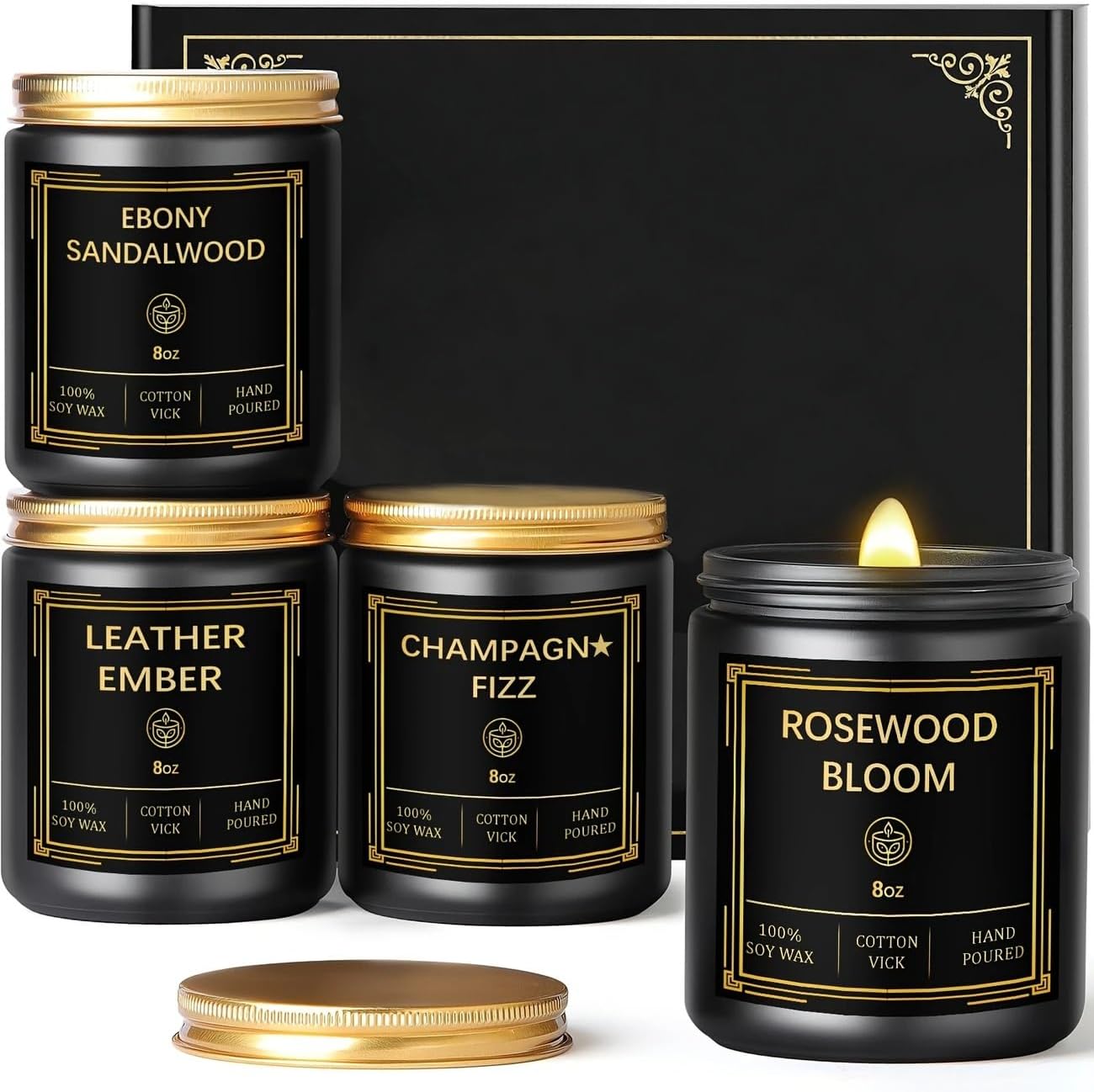 Gesanghua 4 * 8oz, Scented Candles for Men, 32oz- Candles for Home Scented, Soy Candles, Scented Candles Set, Men Candle Set, Valentine's Gift