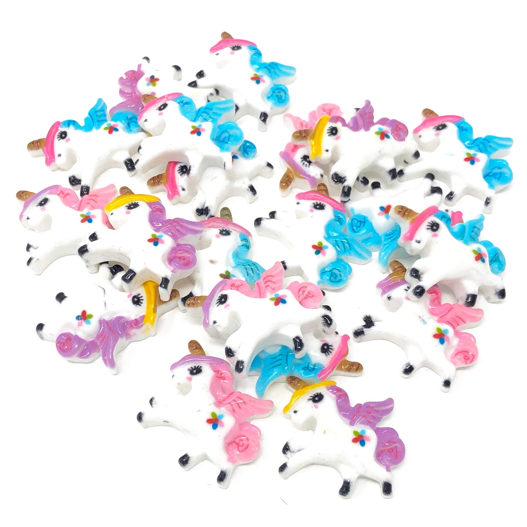 Special Touches 20 Mix 20mm Winged Jumping Unicorns Flatbacks Multi Pack of Shabby Chic Plastic Flatbacks Craft Cardmaking Embellishments