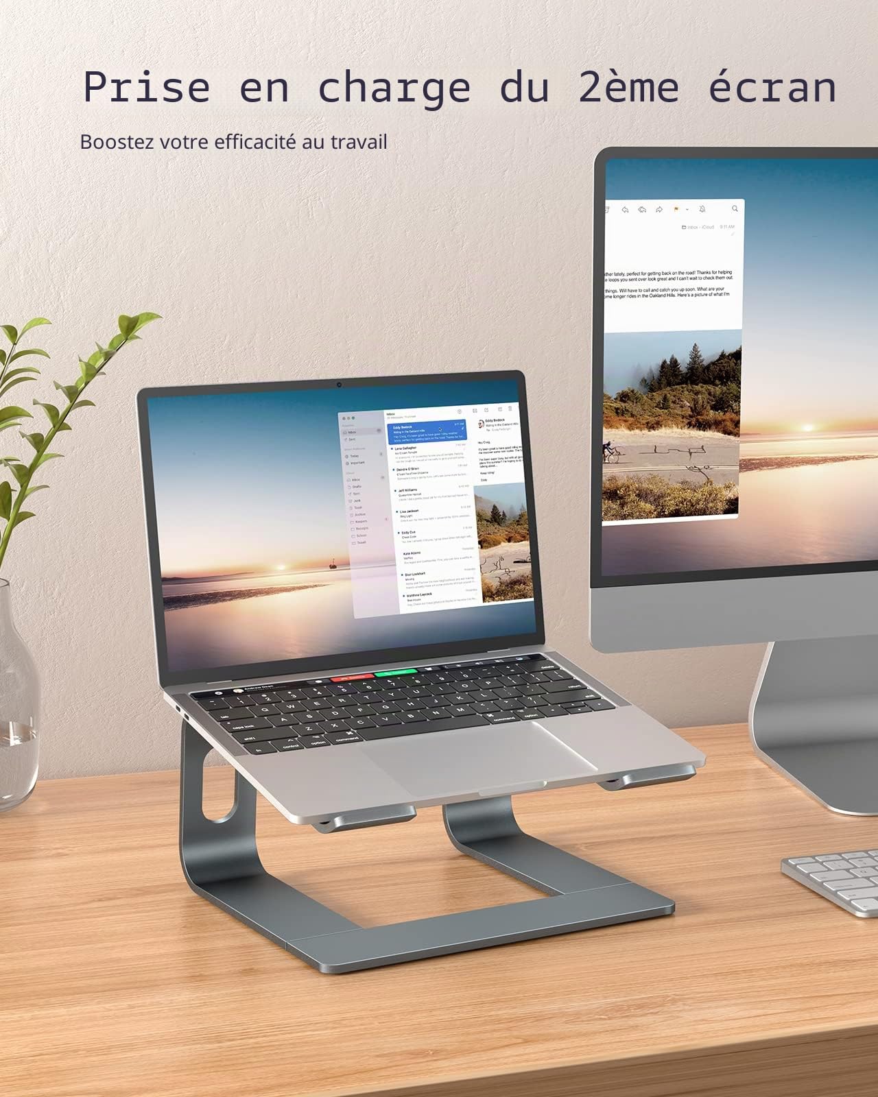Nulaxy Support pour Ordinateur Portable, Support Amovible Ergonomique en Aluminium,Compatible avec Les Ordinateurs Portables MacBook Air Pro, Dell XPS, HP, Lenovo et Plus 10-15.6 Pouces Gris