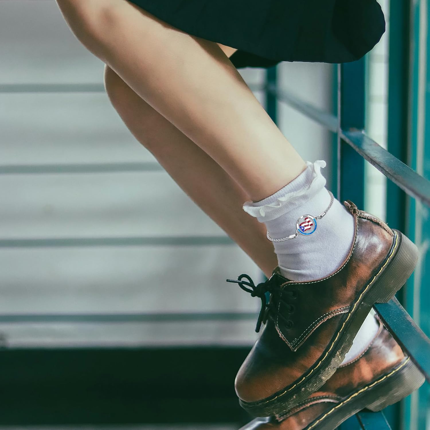 SIMONLY Puerto Rico Bracelet 925 Sterling Silver Blue Opal Pendant Anklet Taino Puerto Rico Jewelry Souvenirs Christmas Birthday Gifts for Men Women Puerto Rican - Image 5