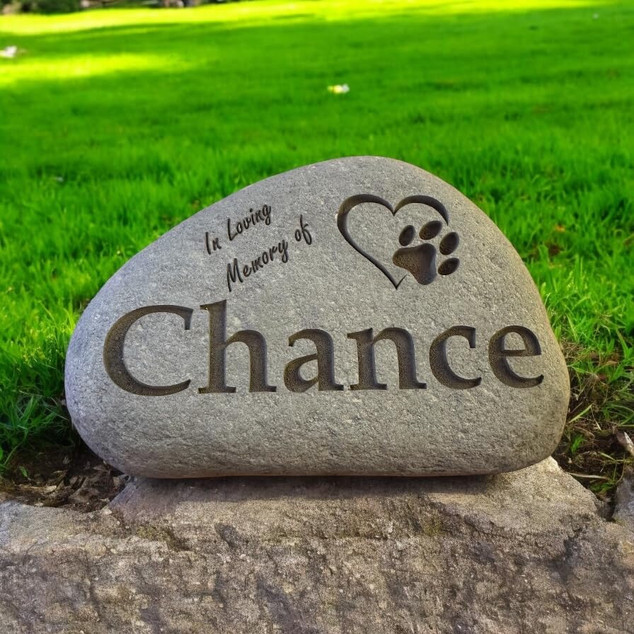 Personalised Pet Memorial Natural Pebble/Stone, Custom Deep Laser Engraved, Gift Box, Memorial Gift, Grave Marker, XS, Small, Medium, Large, XL