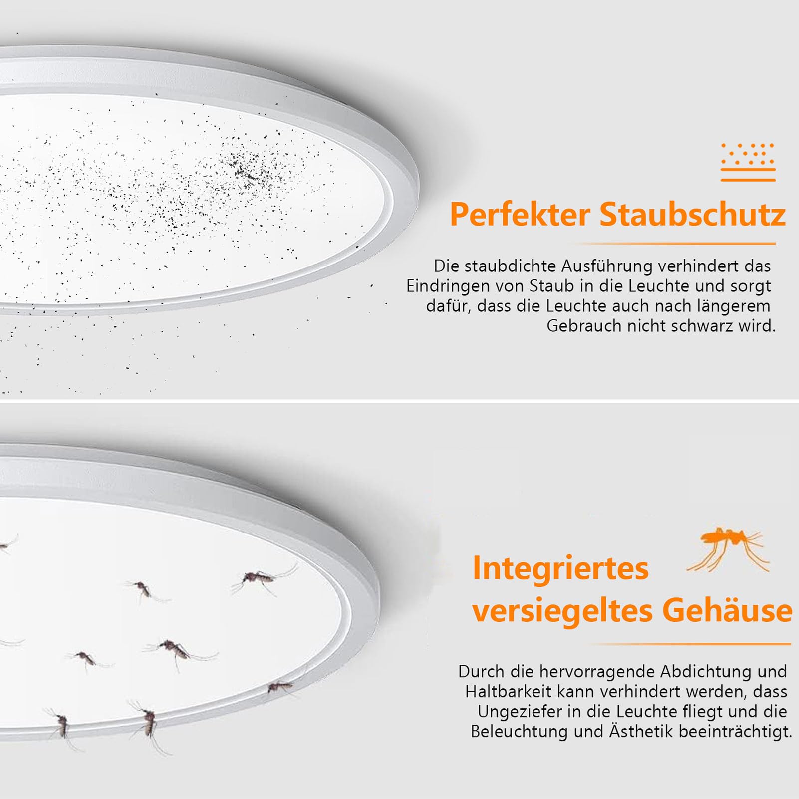 LED Plafoniera LED Soffitto,24W 3000K-6500K Lampadario LED Soffitto Dimmerabile,3000LM IP40 Impermeabile Plafoniera Rotonda LED con Telecomando, Luminosità Regolabile, Facile da Installare