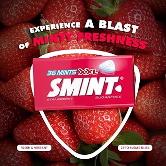 SMINT Sugar Free Mints Strawberry Flavor - 36 Mints Tin Pack of 4