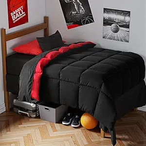 Anluoer Twin XL Comforter Set, 5 Pieces Black Bed in a Bag, All Season Bedding Sets with 1 Comforter(68"*88"), 1 Pillow Sham, 1 Pillowcase, 1 Flat Sheet, 1 Fitted