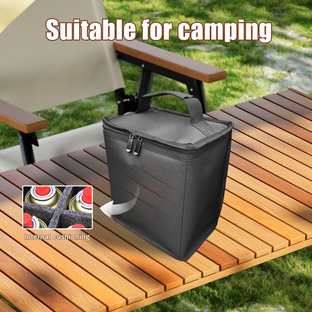 Fuel ?Cylinder Storage Bag, Portable Fuel Canister Cover Mini Gas Tank Protective Bag for 4/6 Pack Propane Cylinder Camping Outdoor