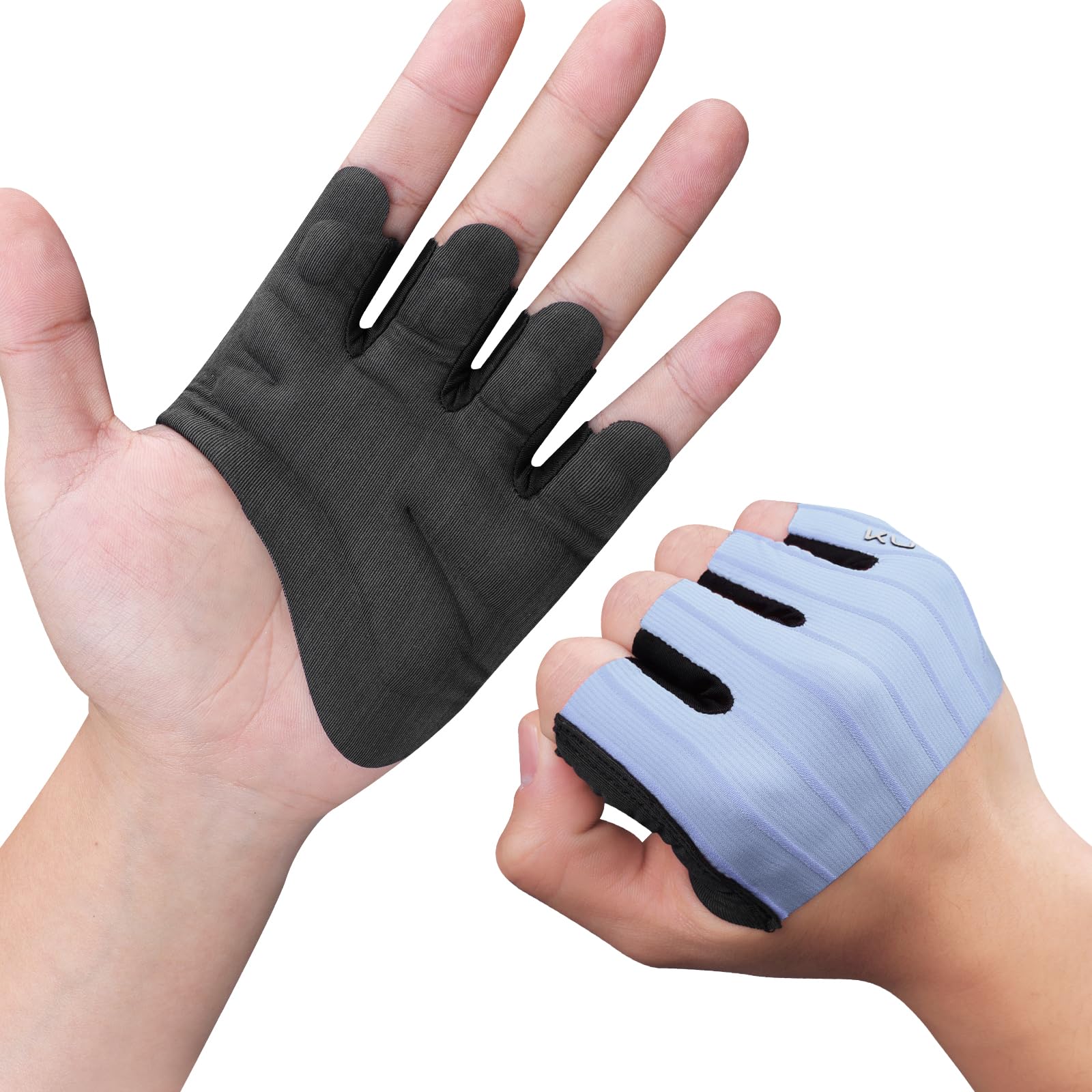 KUTOOK Fitness Gloves Men's Sports Thin Exercise Cycling Gauntlets Fingerless Women's Weight Training Glove for Strength Trainings Gym Accessories Men Women Blue-Purple L
