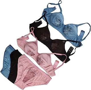 piylu Bra & Panty Set Self Design Multicolor Lingerie Set (Pack of 3)-picture-16