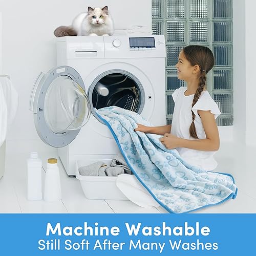 Miniatura 7 de Stuffed Manta suave de primera calidad para perros, manta de franela de vellón azul para perros pequeños y medianos, mantas de cachorro para