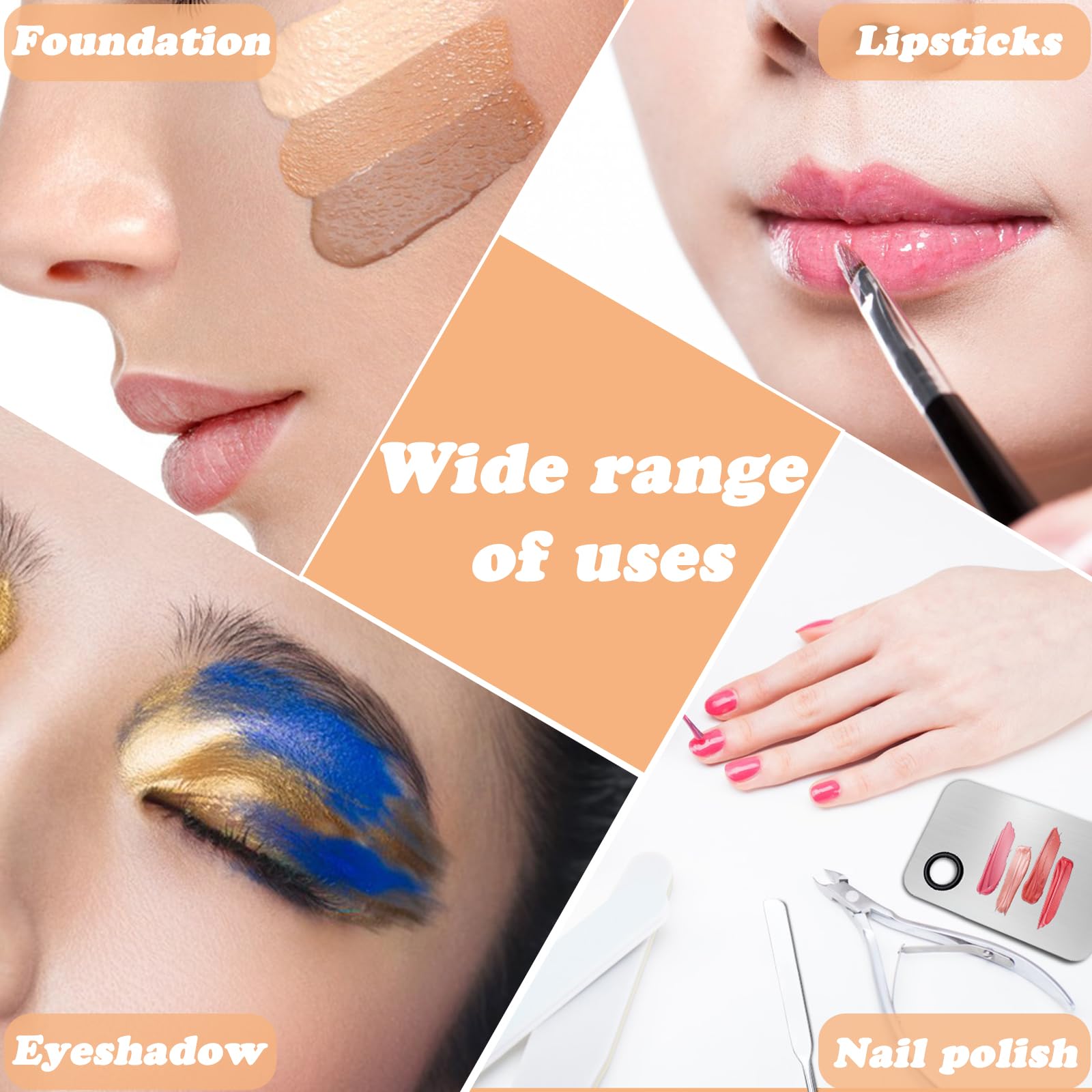 Juego de 3 herramientas de espátula de base de maquillaje, bandeja de paleta de mezcla de maquillaje, espátula de acero inoxidable para el cuidado de la piel, raspador cosmético para el cuidado de la 5