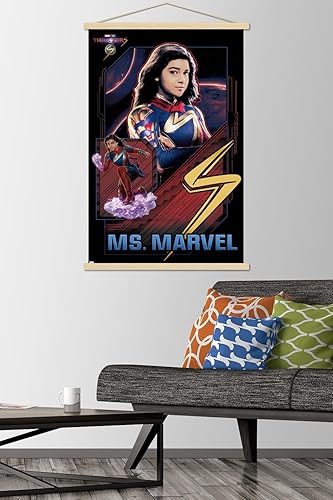 Miniatura 2 de Trends International Marvel The Marvels - Póster de pared de Ms. Marvel, 22.37 x 34.00 pulgadas, paquete de impresión premium y colgador de madera