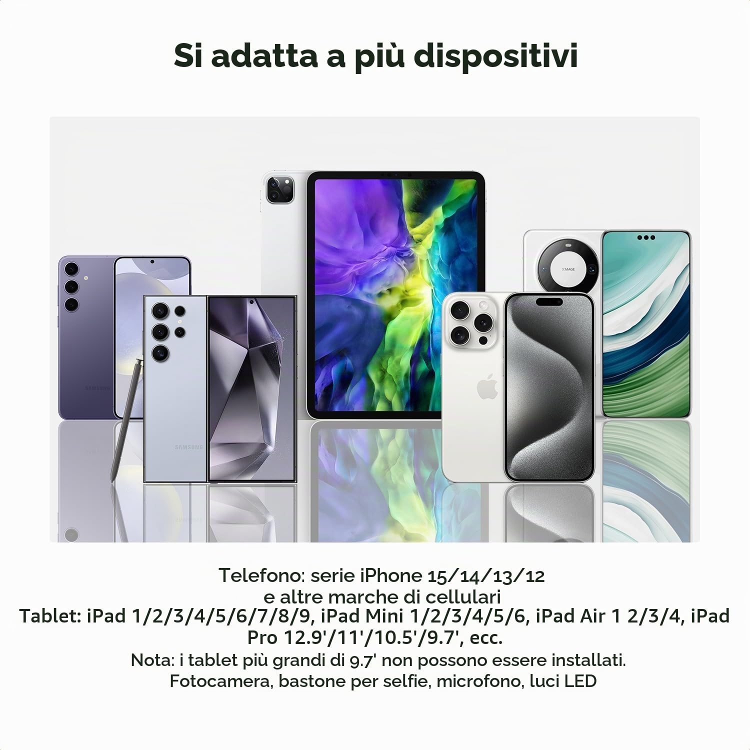 K&F CONCEPT Supporto per Telefono Cellulare e Tablet, Adattatore per Treppiede, 2-in-1 Supporto per Tablet iPad Pro/Air/Mini, Compatibile con iPhone 17/16/15/14/13/12, Samsung, Xiaomi, Huawei, MS20