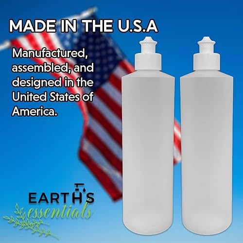 Miniatura 4 de Paquete de 2 botellas recargables de polietileno de alta densidad de 16 onzas con tapas dispensadoras superiores con botón de empujar y jalar, ideal