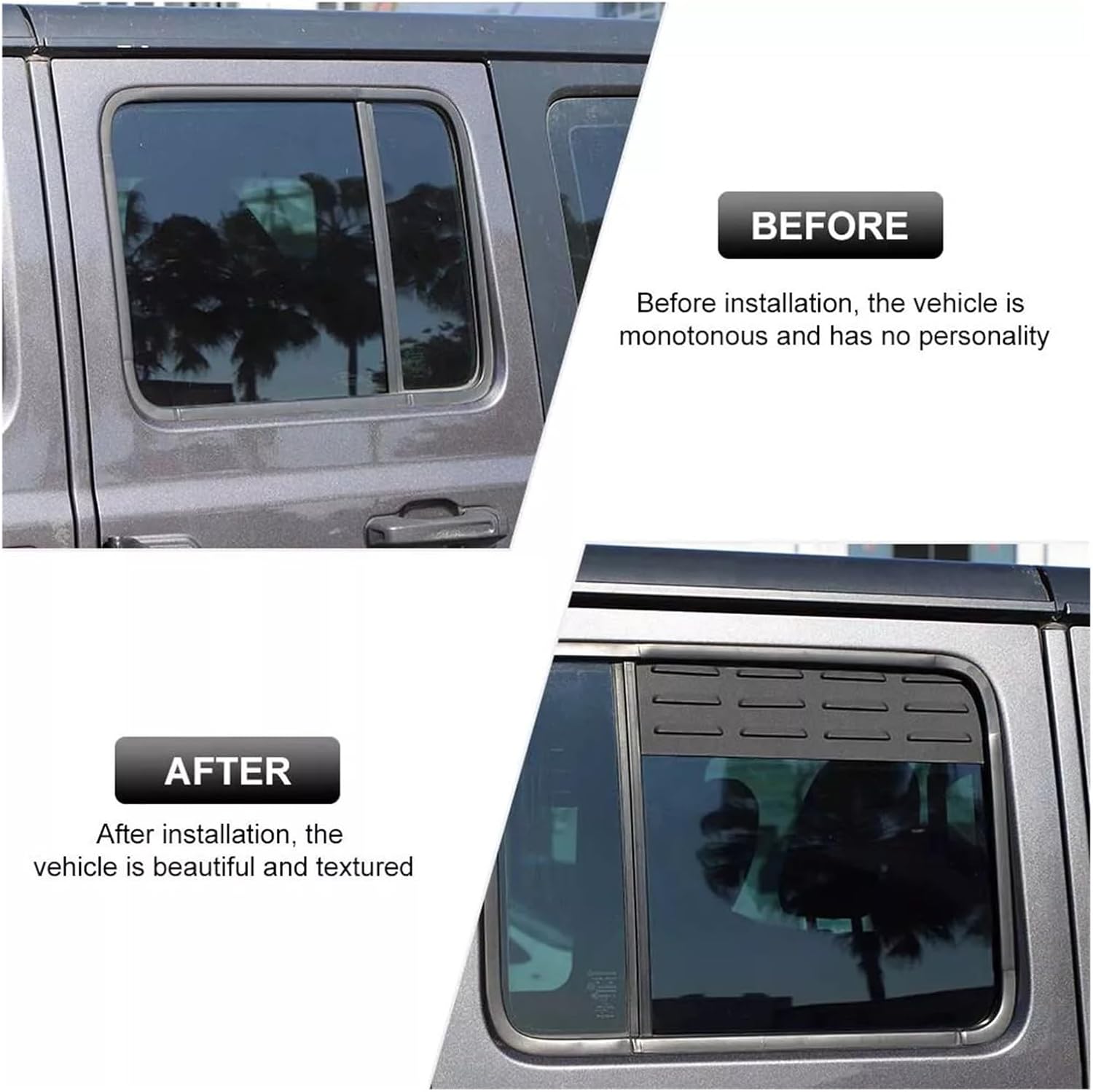 Aluminium Alloy Rear Window Glass Louvers Air Vent Panel Cover Trim Compatible For Jeep Wrangler JL 18+ Protective Decorative Accessories