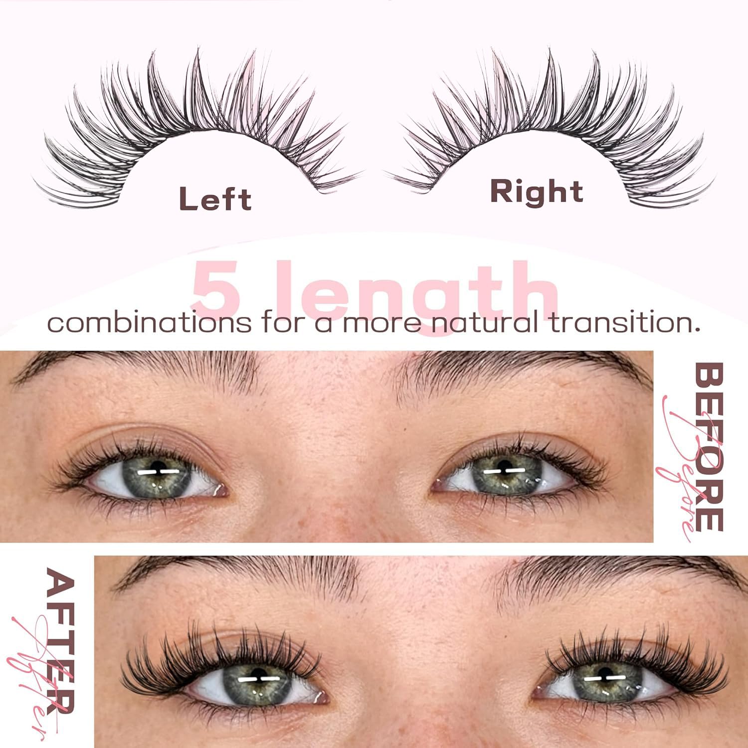 Zestaw do przedłużania rzęs 300 szt. Manga Lash Clusters Niewidoczne taśmy 10-16MIX Zestaw do przedłużania rzęs Wispy Naturalne kępki rzęs 7 dni Lazy Girl przedłużanie rzęs OCHILIMA