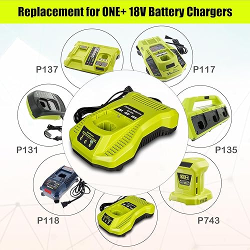 Miniatura 5 de BatPower Paquete de 2 baterías de litio de 6.5AH 18V con cargador para Ryobi 18 voltios batería y cargador kit P117 P193 PBP007 PBP005 PBP004 P108